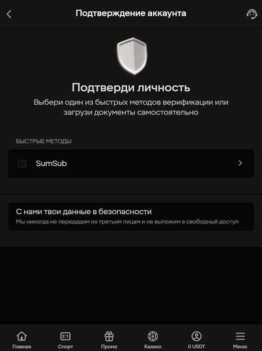 Проверка данных пользователя Parimatch